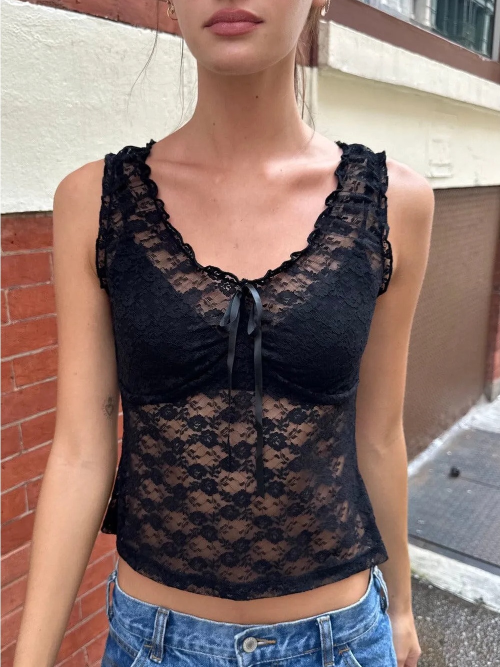 brandy melville malena lace top